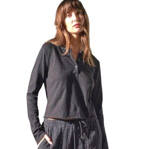 JAMES PERSE Standard Dark charcoal Gray Henley Long Sleeve Slub Jersey Shirt